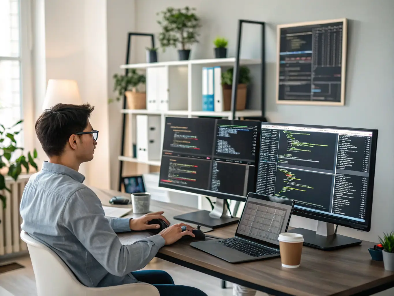 An image of a software engineer working on automated test scripts on a computer screen, showcasing the process of test automation.