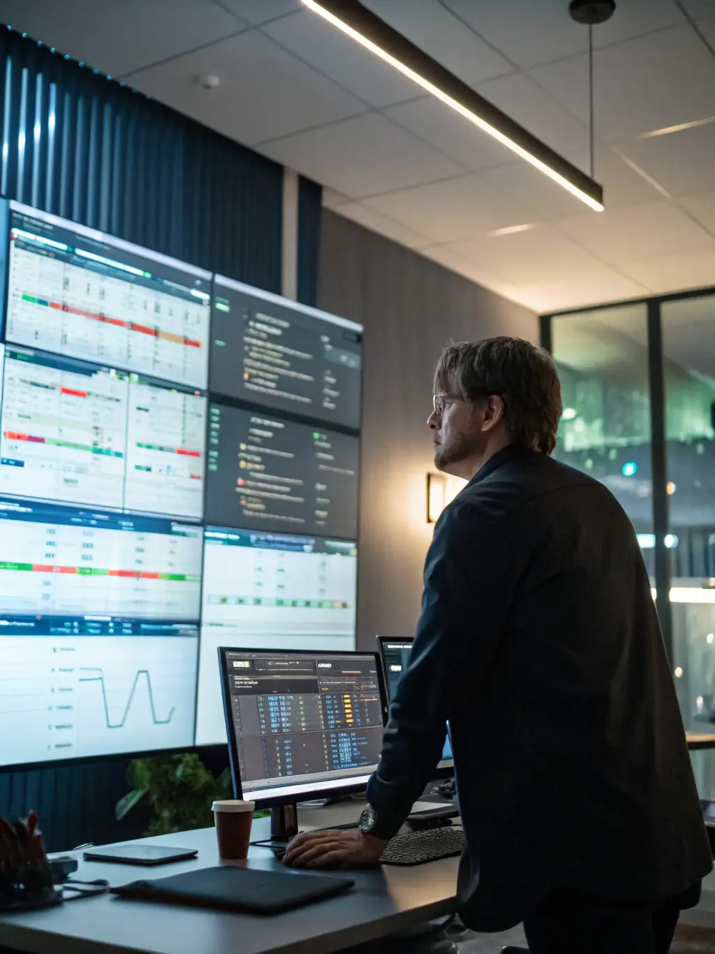 An image depicting a project manager overseeing a team of testers, with charts and graphs illustrating test progress and results, in a collaborative workspace.