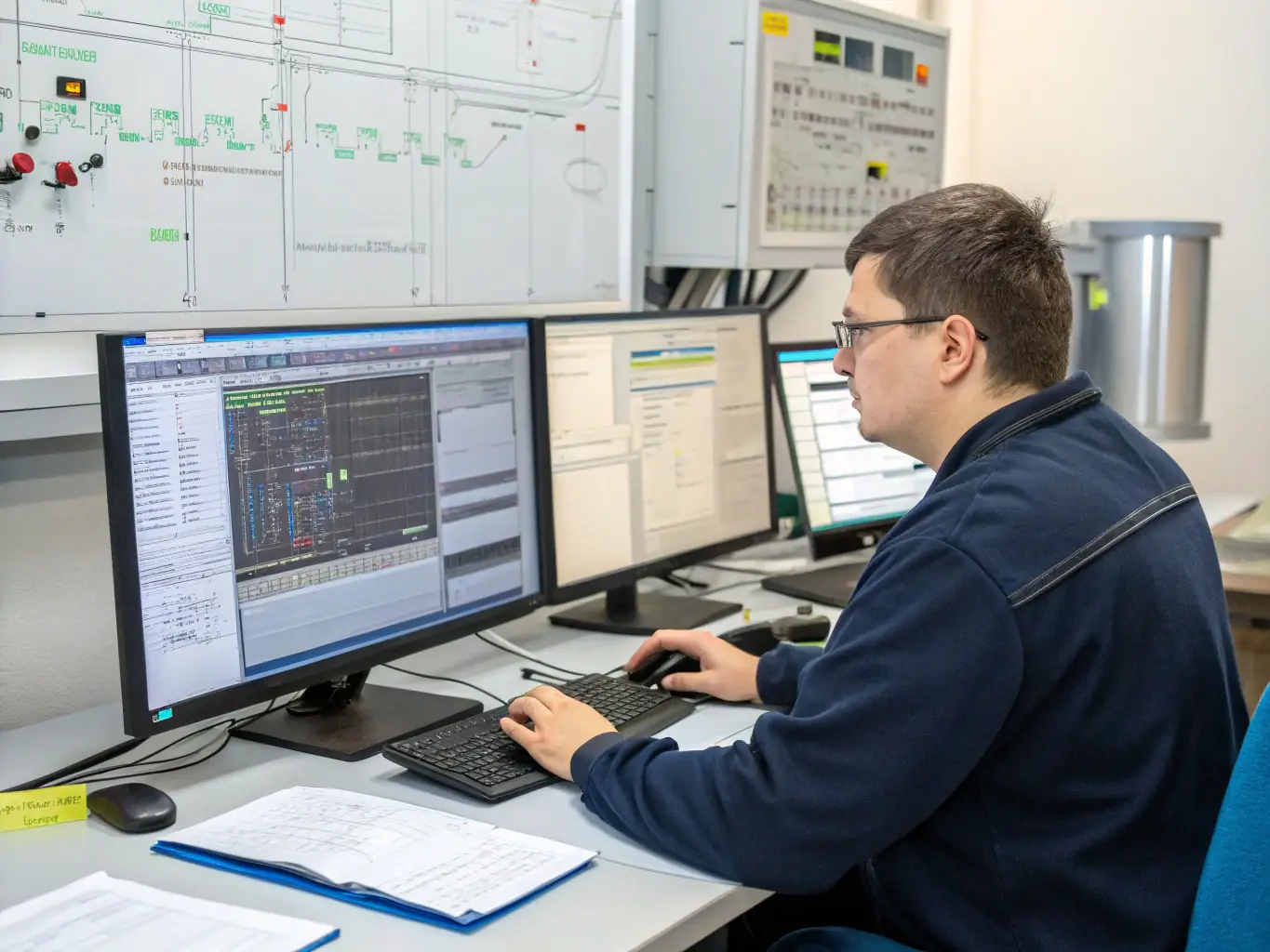 A close-up shot of a software tester meticulously examining code and user interfaces, representing manual testing expertise.