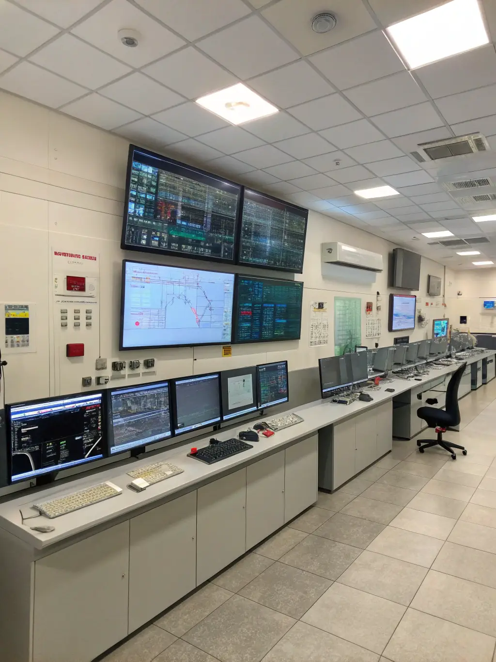 An image of a modern control room with multiple screens displaying real-time system monitoring data, emphasizing VERITEST's expertise in testing complex, critical systems.