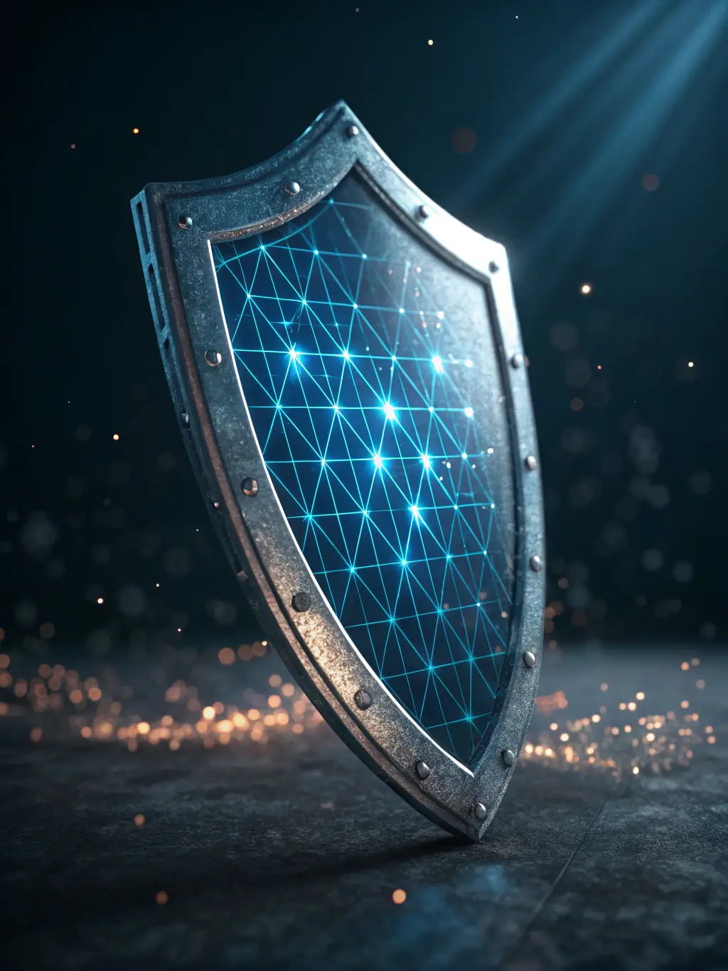 A visual representation of security testing, showing a shield protecting code from vulnerabilities and cyber threats.